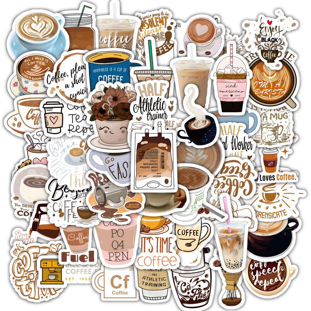 60 Coffee-Themed Digital Stickers for iPad, Phone, Laptop, or Diary - Personalized Graffiti DIY Set
