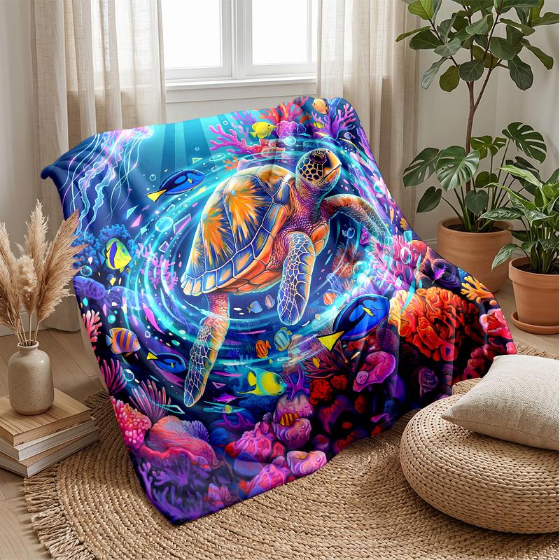 Ocean Life Adventure 18 Theme Blanket Lightweight Warm Flannel Blanket Decorative Throw Blanket for Home Decoration