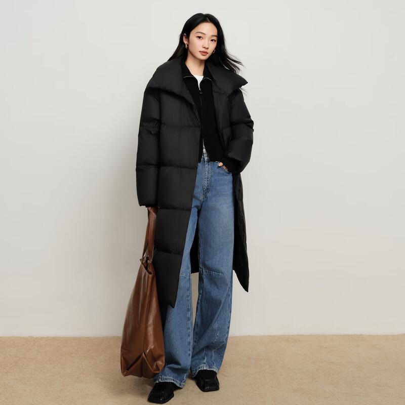 Elva' Island Women's Mid-Length Down Jacket with Big Lapel