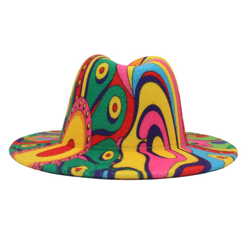 New Five-color Clown Colored Graffiti Stage Hat Performance Hat Big Brim Woolen Hat Jazz Top Hat Hat