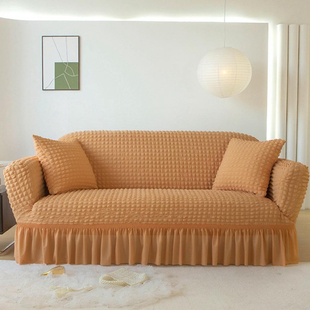 Copridivano Universale a L 3 Posti con Chaise Stretchabile Tessuto a Bolle Antipolvere Copertura Protettiva