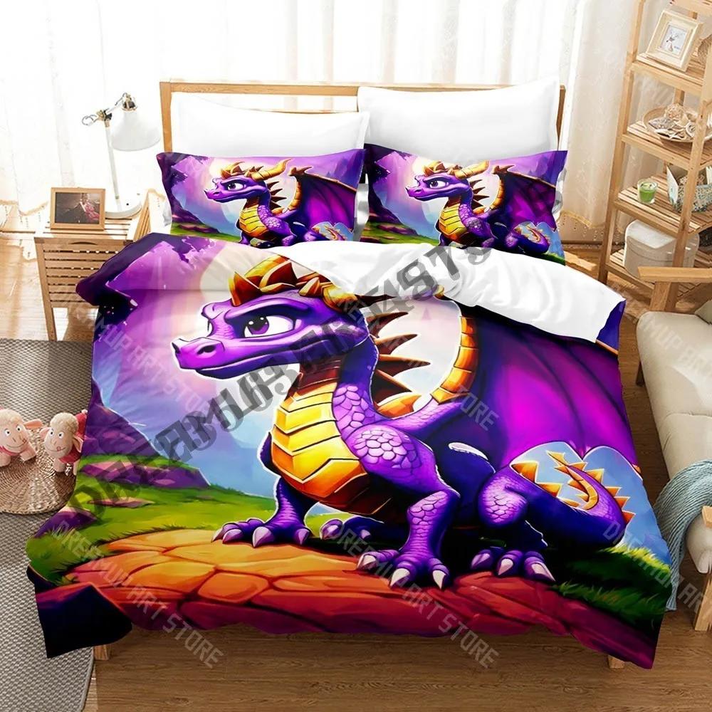 3D Print Spyro Reignited Trilogy Cartoon Game Bedding Set Single Twin Full Queen King Size Bed Set Adult Bedroom Duvetcover Set
