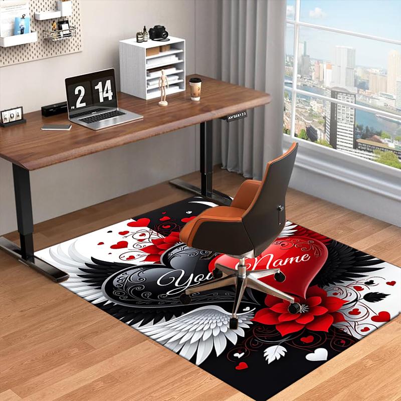 1PC Custom Name Heart Romance Theme Floor Mat Ideal for Living Room, Game Rooms, Office, Bedroom,Floor Mat Playful Design