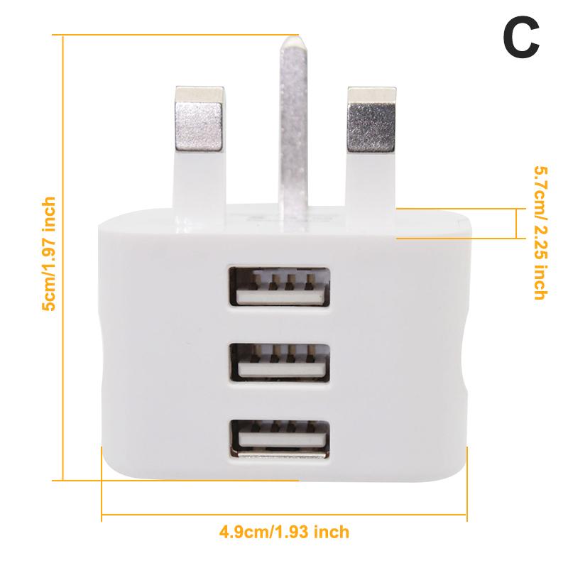 Universal Uk Wall Plug Power 3 Pin Adapter Charger With 1/2/3 Usb Ports Charging For Mobile Phone Tablets Portable Mini Wall Charger