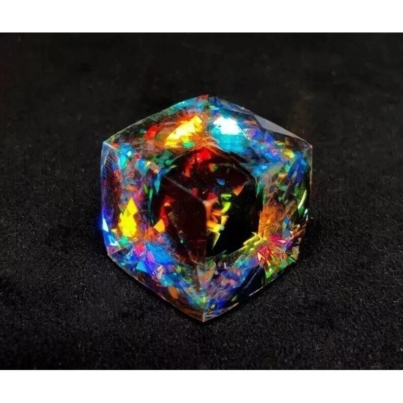Cube Cut Natural Mystic Topaz Rainbow Color 74+ Ct Stunning Certified Gemstone