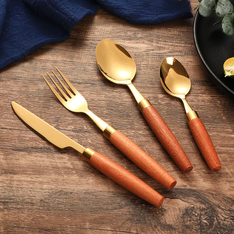 Jaswehome 1/4Pcs Western Cutlery Set Stainless Steel Dinnerware Knife Fork And Spoon Upscale Tableware Set