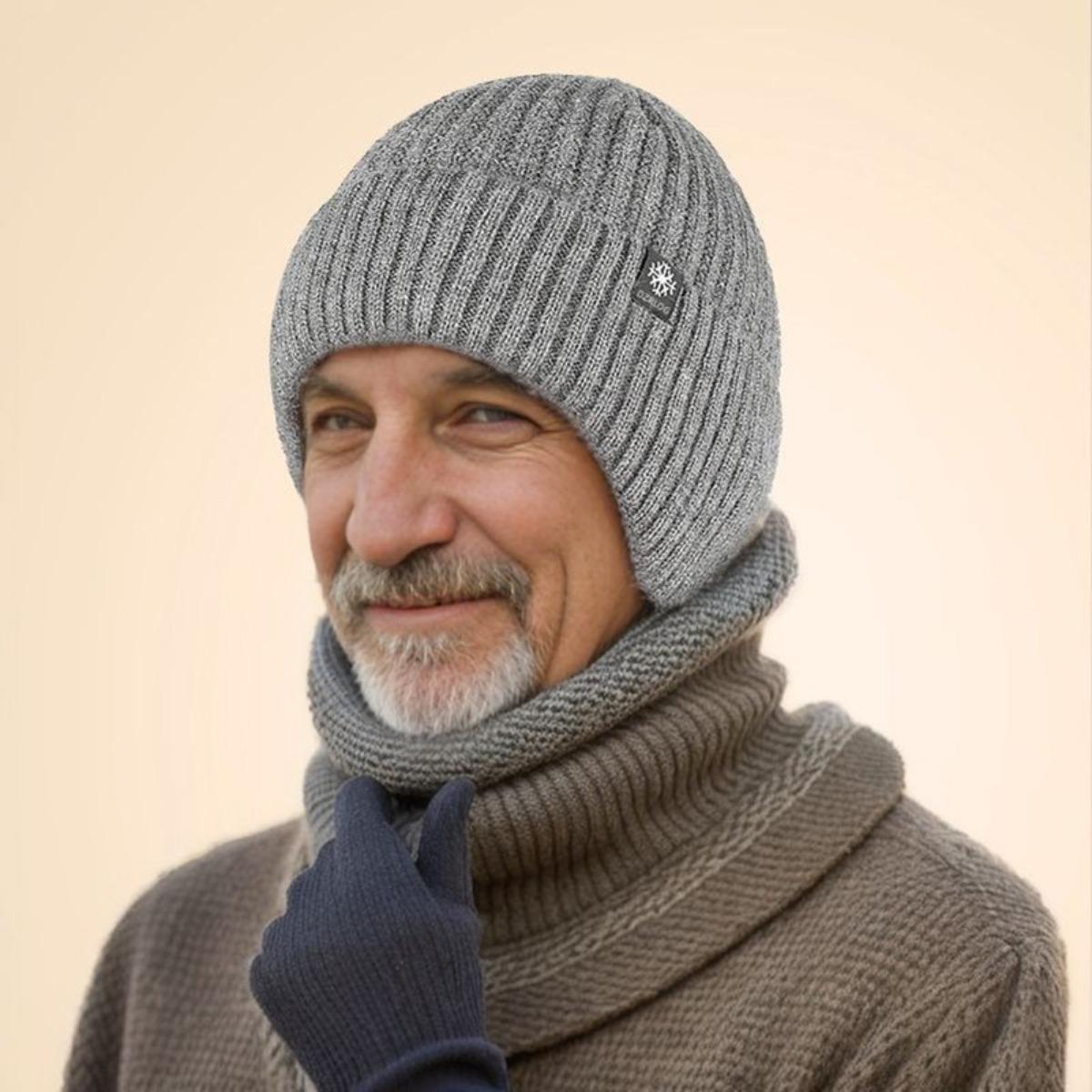 

Men s, Cold Hat, Warm Hat, Ear Protection Hat, Knitted Hat, Woolen Hat, Thickened сірий колір