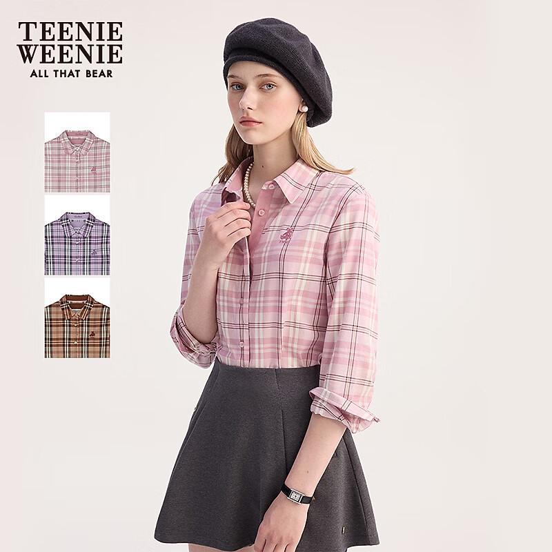 

Teenie Weenie Women s Intellectual Style Plaid Lapel Shirt M