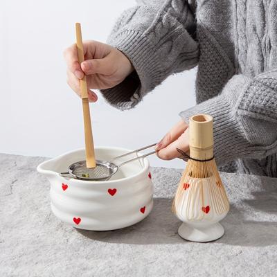 1/3/4/5 Sets of Heart-shaped Matcha Bowls and Matcha Mixers, Japanese Fresh Matcha Tool Sets and Matcha Bowls