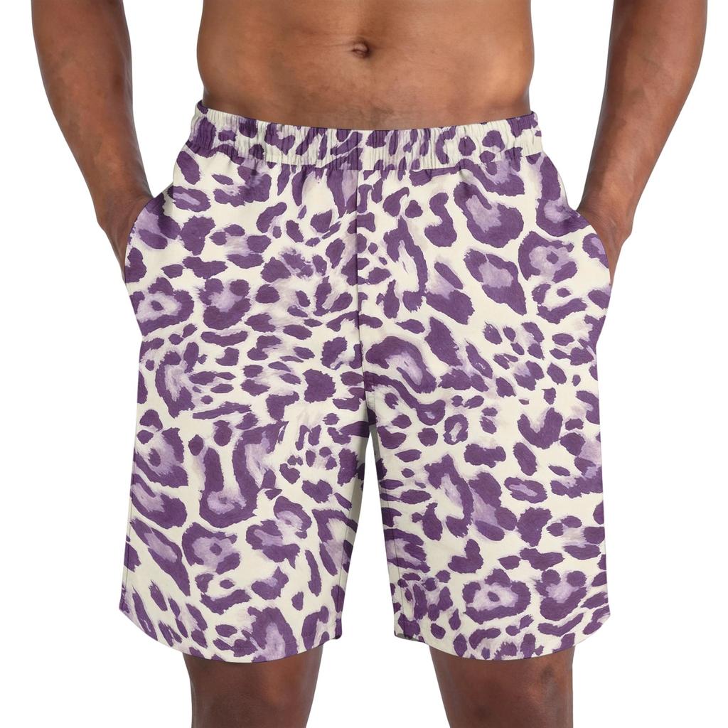 Herren Shorts mit Leopardenmuster - Lässige Leichte Atmungsaktive Sportshorts für den Sommer