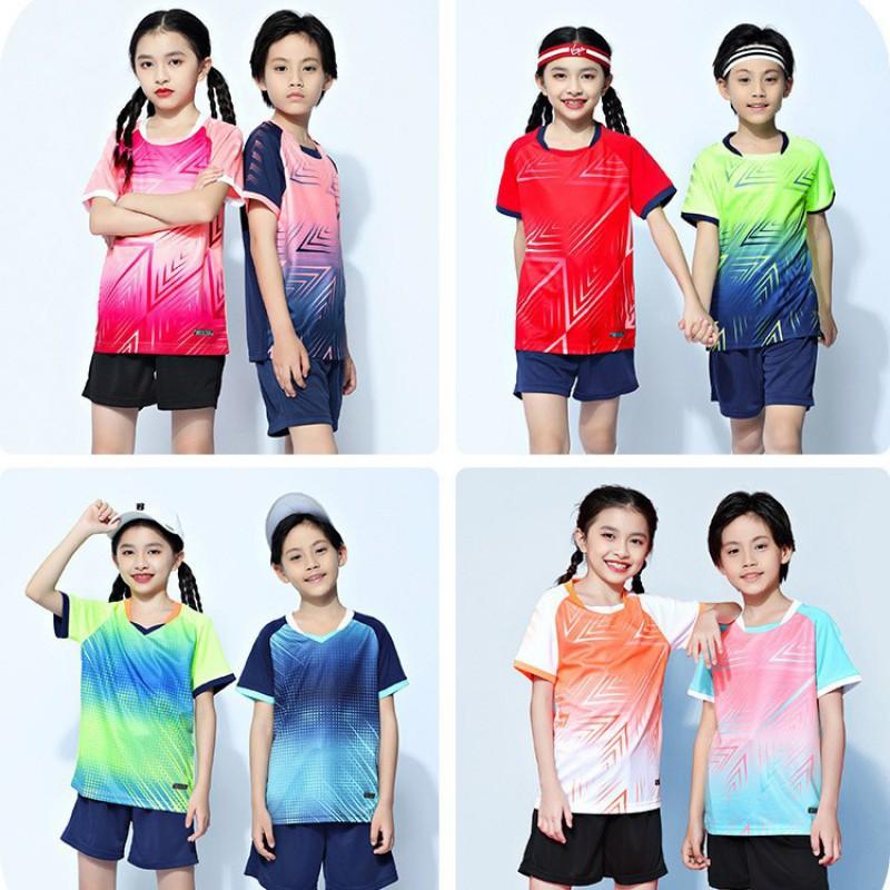 Kids Badminton Table Tennis Uniform Set Boys Girls Sports Training Competition Jersey Custom Print