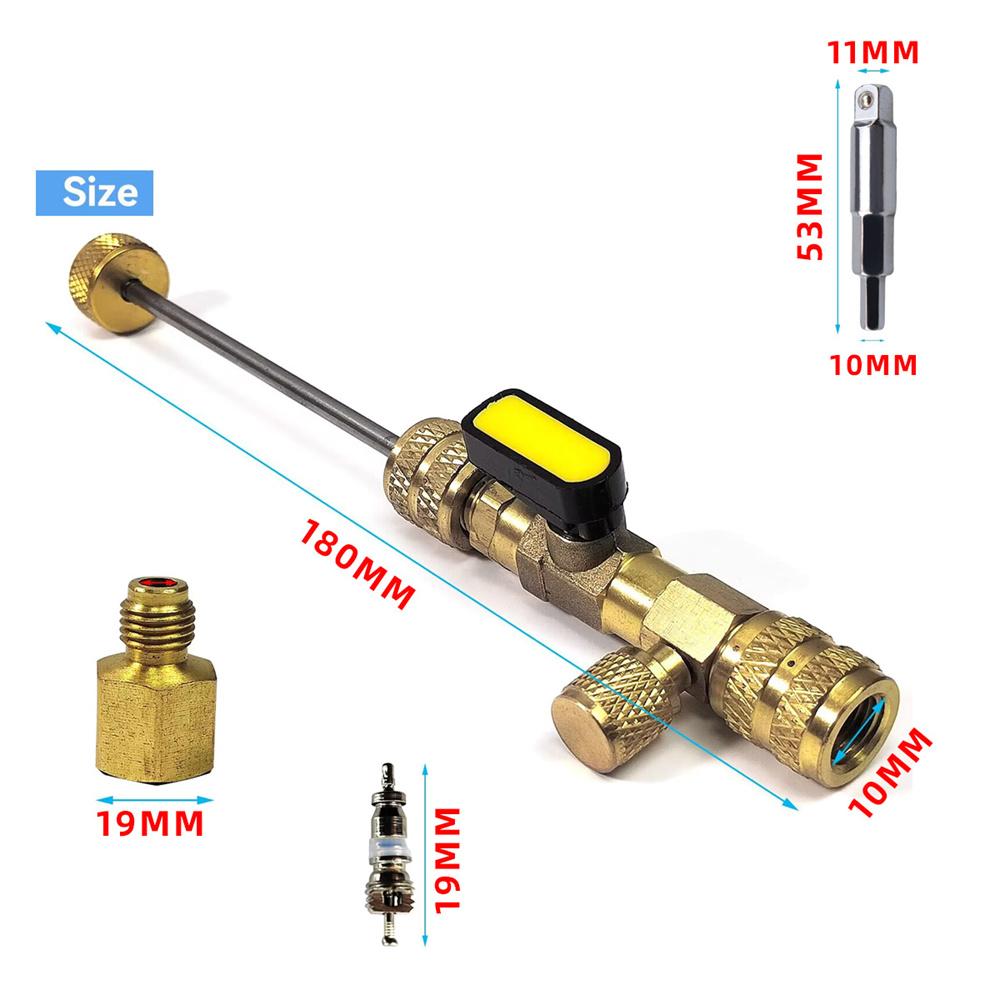 Valve Core Remover Tool and HVAC Service Wrench Set with Hex Bit Adapter and 10pcs Valve Core