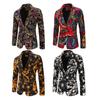 Autumn Men Blazer Fashion Print Turndown Collar Long Sleeve One Button Loose