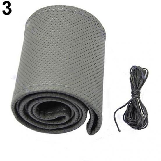 Nützlicher DIY-Autolenkradbezug aus weichem Kunstleder mit Nadeln und Faden