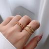 Fashion Light Luxury Retro Colored Treasure Ring Women'S Hollow Lace Niche Design Sense Open Gold-Plated French Personality Ring