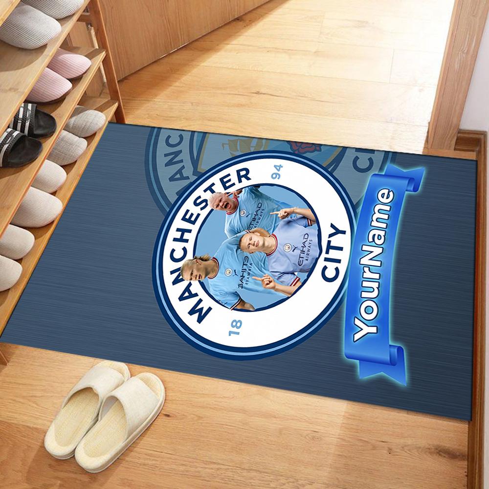 Manchester City Customizable Name Floor Rug Office Rug Suitable for Kitchen Balcony Study room Living Rooms Anti-slip Rug Decorate Offices