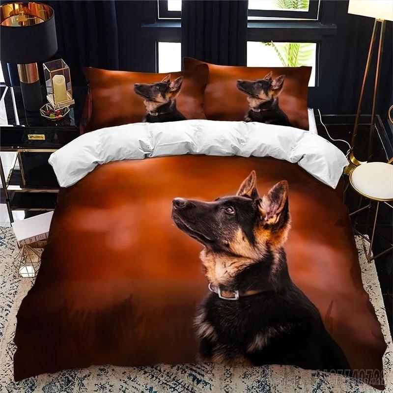 German Shepherd Dog 3d Bedding Set Pet Dog Duvet Cover Set HD Comforter Cover Bedclothes for Kids Bedding Sets Bedroom Decor