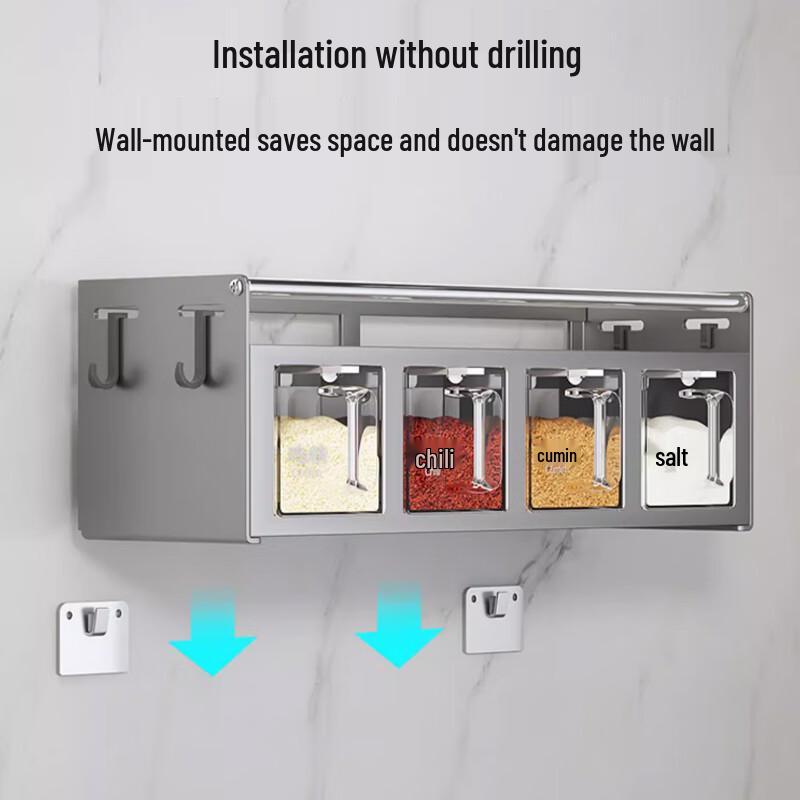 Wall-Mounted Spice Jar Storage Set