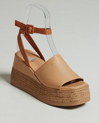 Wedge Sandals 9810 36 Beige Leather