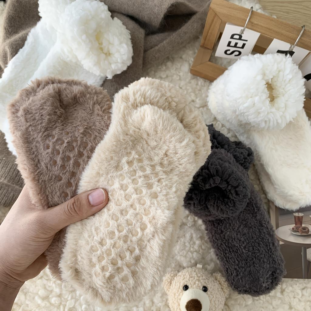 3/5 pairs of women's coarse wool socks, winter thickened warm socks, and women's socks for home sleep to warm feet