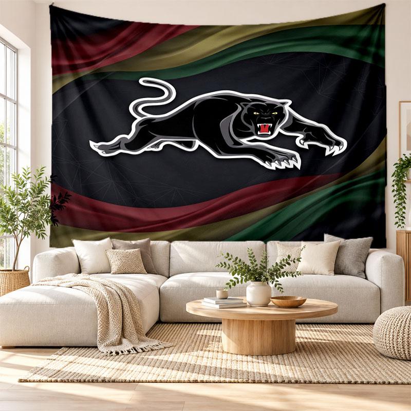 Arazzo da Parete Penrith Panthers, Appeso a Parete in Tessuto Morbido, Sfondo Decorativo per Camera da Letto, Arte da Parete per la Casa
