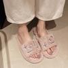 Fashion Wear Versatile Warm Winter Slippers with Metal Decoration Women Outer Velvet Cotton Winter Slippers with Velvet Slippers Women