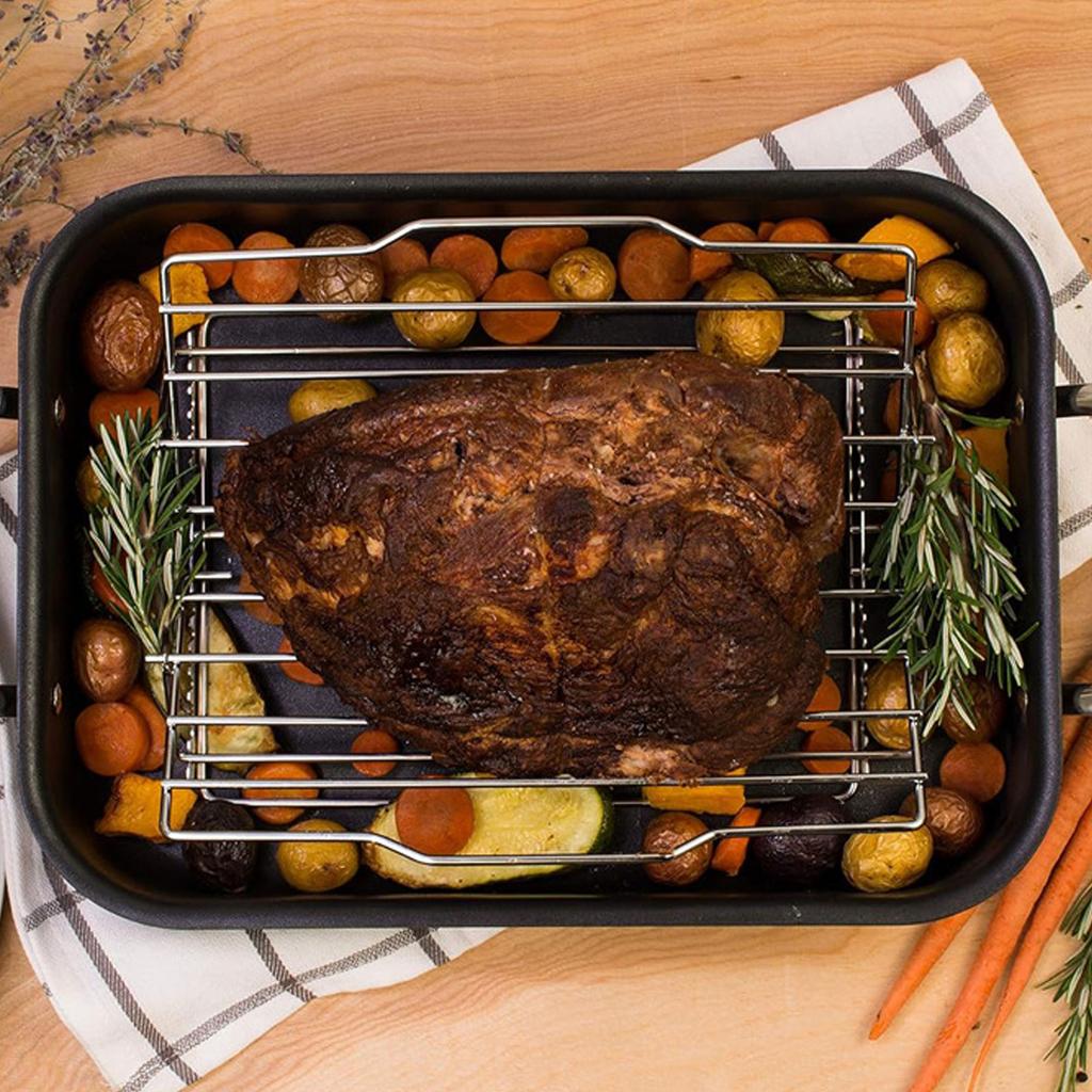 Adjustable Roasting Rack Thickened Non Stick Carbon Steel Turkey Rack for Kitchen Oven Grill Roasting Rack