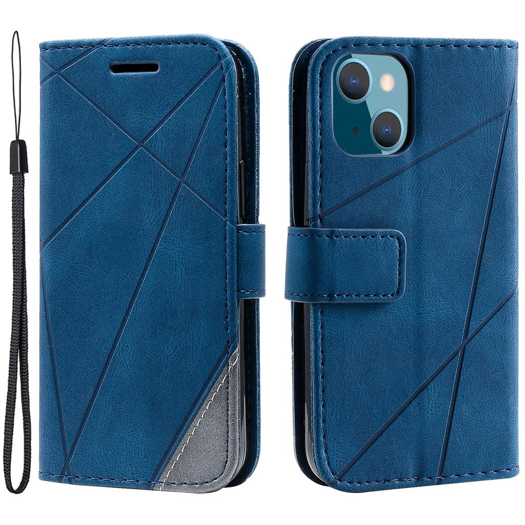 For iPhone 13 Case Splicing Leather Phone Cover with Wallet Card Slots