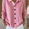 Europäischer Stil Knopfstrick Pullover Cardigan Jacke Herbst und Winter Einfarbig Lässig Mode Damenbekleidung