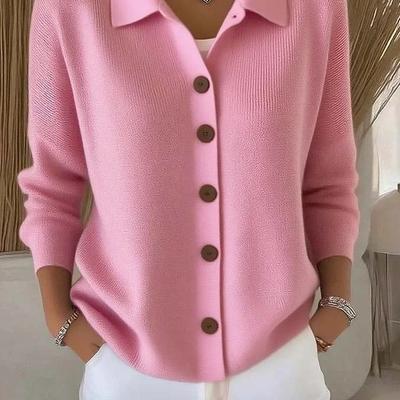 European Style Button Knitted Sweater Cardigan Jacket Fall and Winter Solid Color Casual Fashion Women Clothing