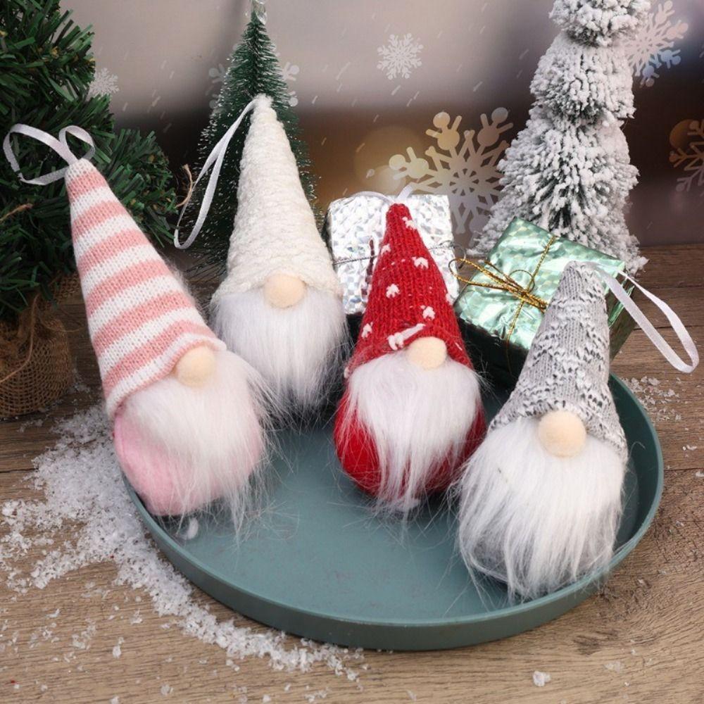 3Pcs Knitted Christmas Doll Pendant Gnome Elf Doll Christmas Tree Decor Cute Santa Plush Doll