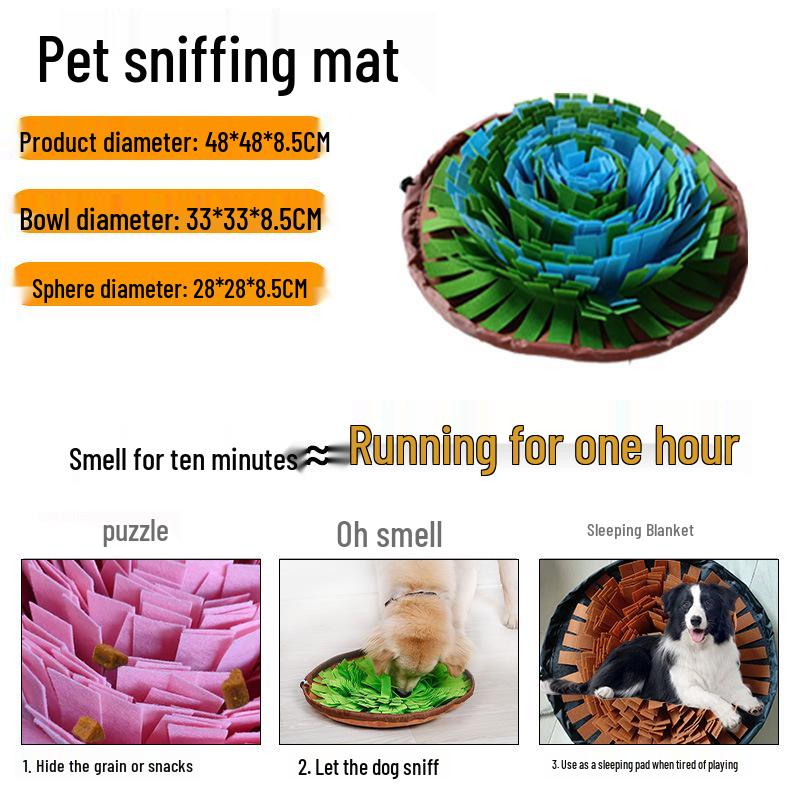 Pet Snuffle Mat: Felt Slow Feeder & Foraging Puzzle for Dogs - Anti-Choke, Boredom Relief, IQ Training Blanket
