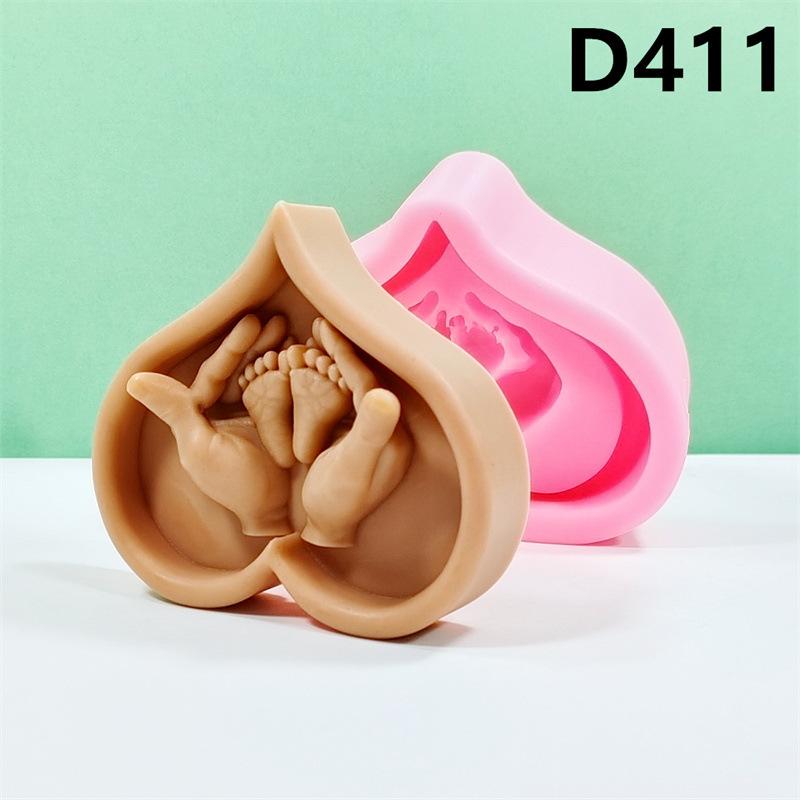 DIY Mother With Baby Statue Silicone Mold Power Hands Heart Silicone Mold Hand hold Feet Soy Wax Candle Mould For Father's Day