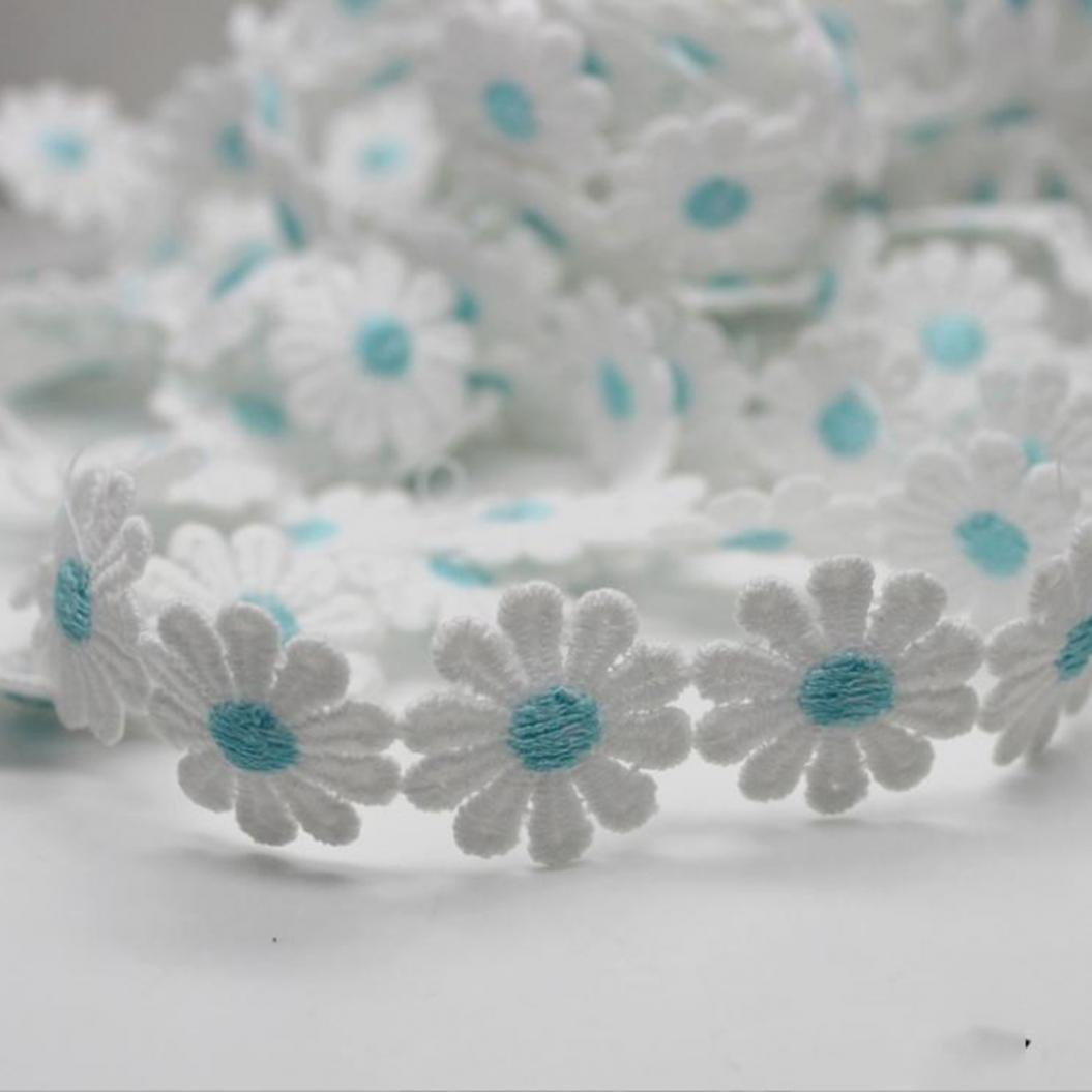 

Вышитая аппликация Ромашки для декора одежды и головных уборов. 90 см синий