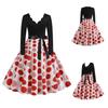 Women's Vintage Midi Dress Long Sleeve Printed Fit and Flare A Line Party Dress