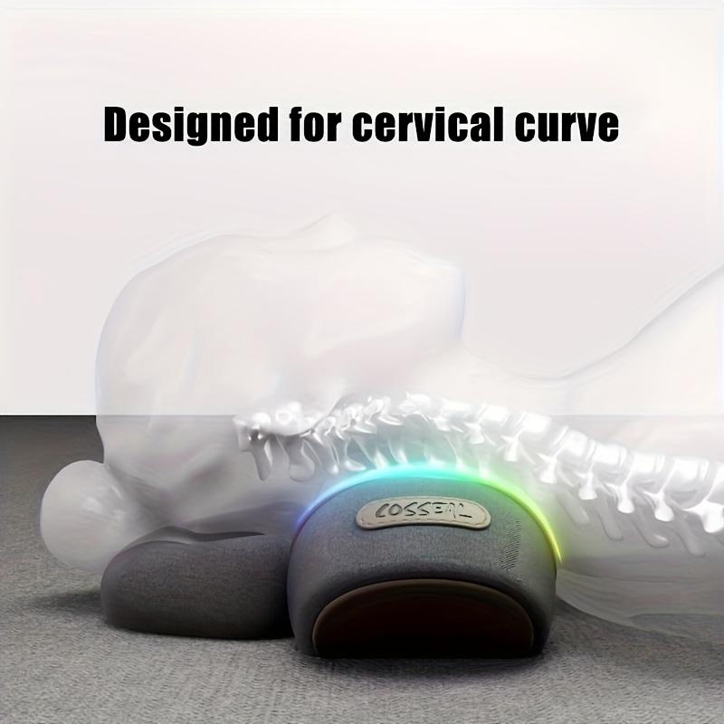 Heated Neck Pillow with 3 Vibration Massage Modes,Thermostatic Heating, Gray, Contoured Design for Optimal Comfort, Therapeutic Sleep Aid