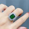 Emerald Ring with High-Carbon Diamond: Luxury Open-Design for Women