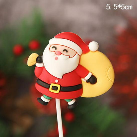 Christmas Decor Set: Card Inserts, Cake Toppers, Cup Garland, Wreath Ornaments, Strawberry Tower, Cartoon Star & Tree Decorations.