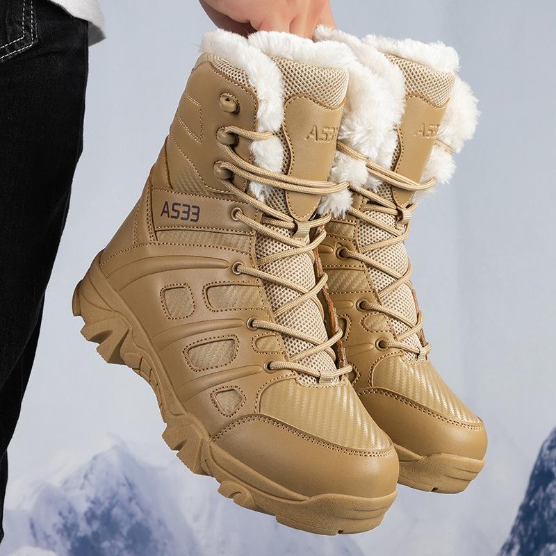 Couple Snow Boots Men's Thick Soled Midsole Cotton Shoes With Fleece Outdoor Hiking Casual