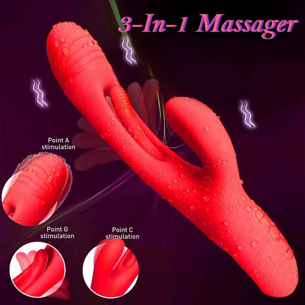 3 In 1 Female Masturbation G Spot Vibrator 7 Tapping Vibration Modes Female Sex Toy USB Rechargeable Vibrator Silent Massage Adult Sex Toy