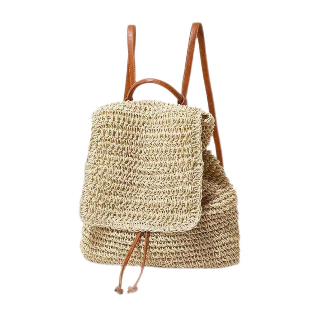 Casual Summer Woven Backpack For Women With Large Capacity And Dual Carrying Options