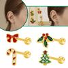 Titanium European & American Fashion Christmas Tree Bow Piercing Earrings - Ear Cartilage Studs Jewelry