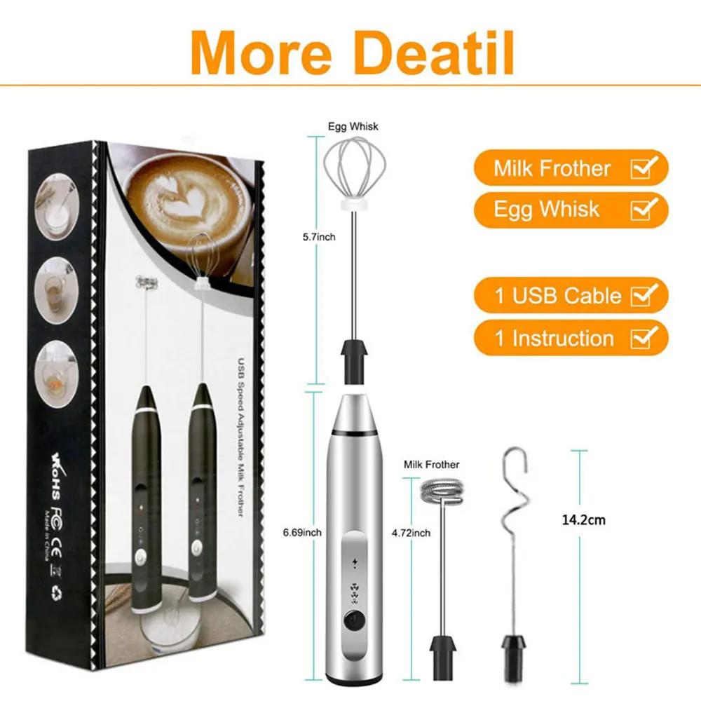 1PC Wireless Electric Milk Frother With USB Charging Handheld Mini Blender For Coffee Cappuccino Cream Portable Mixer 3 Speeds