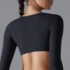 Yoga Clothing Trend Sports Gathering Long Sleeved Solid Color Slim Fit Elastic Fitness Shaping Running Training Top For Women