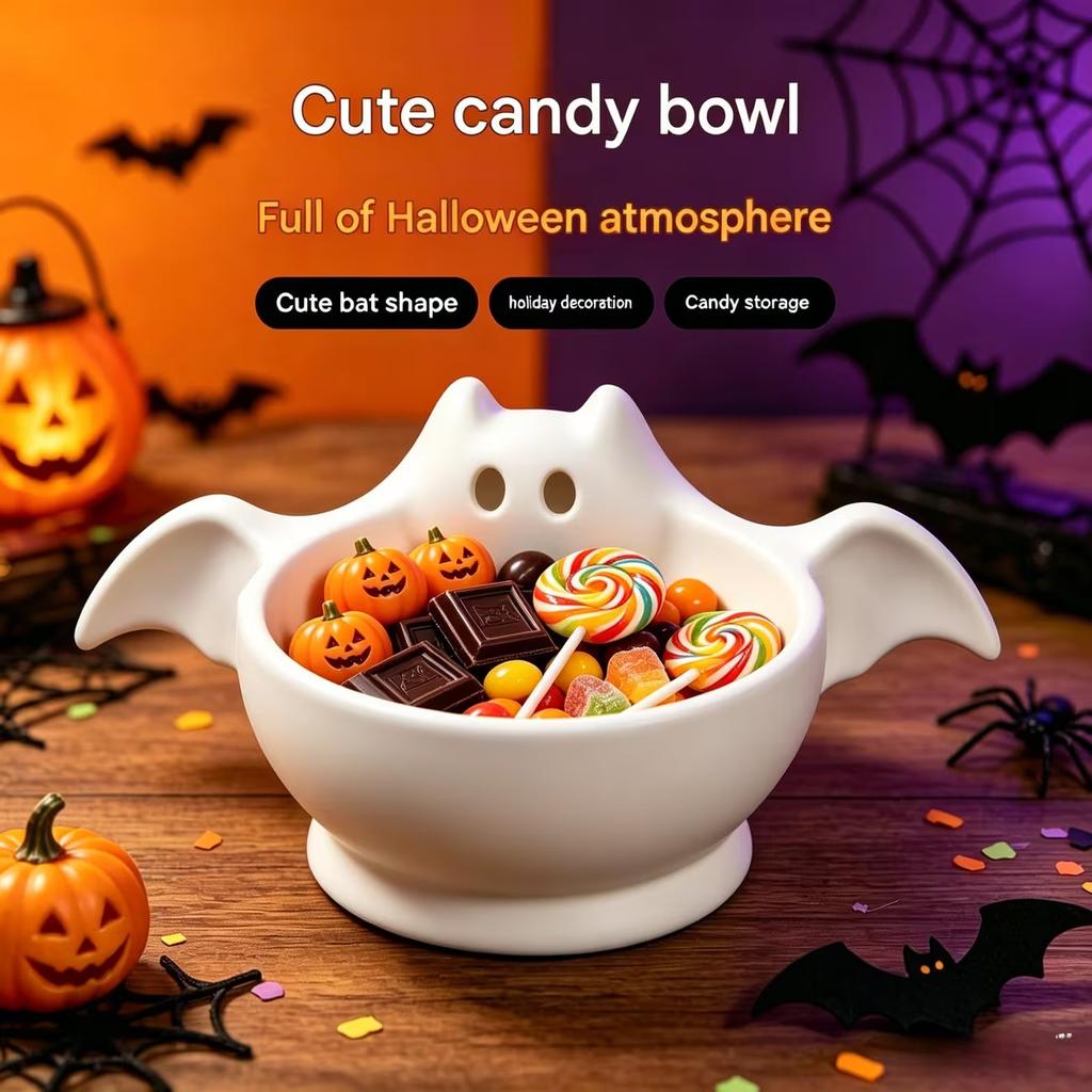 Halloween Bat Shape Storage Bowl Cute Home Decor Ornament Multifunctional Serving Dish Party Favors