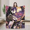 Anime game Genshin Impact Blankets Camping Flannel Bedding Throws For Bedroom Warm Soft Design Quality Bedspread Gift Idea
