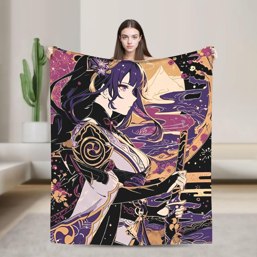 Anime game Genshin Impact Blankets Camping Flannel Bedding Throws For Bedroom Warm Soft Design Quality Bedspread Gift Idea