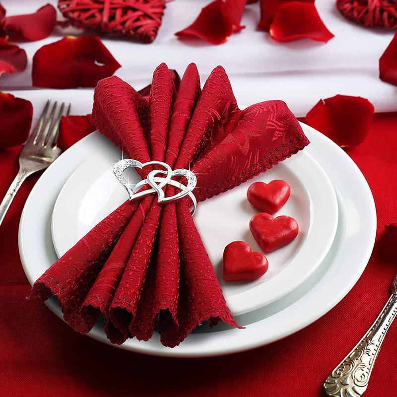 

6Pcs Heart Valentine s Day Napkin Rings Wedding Napkin Holder Napkin Buckles for Wedding Thanksgiving Party Dinner Table Decor