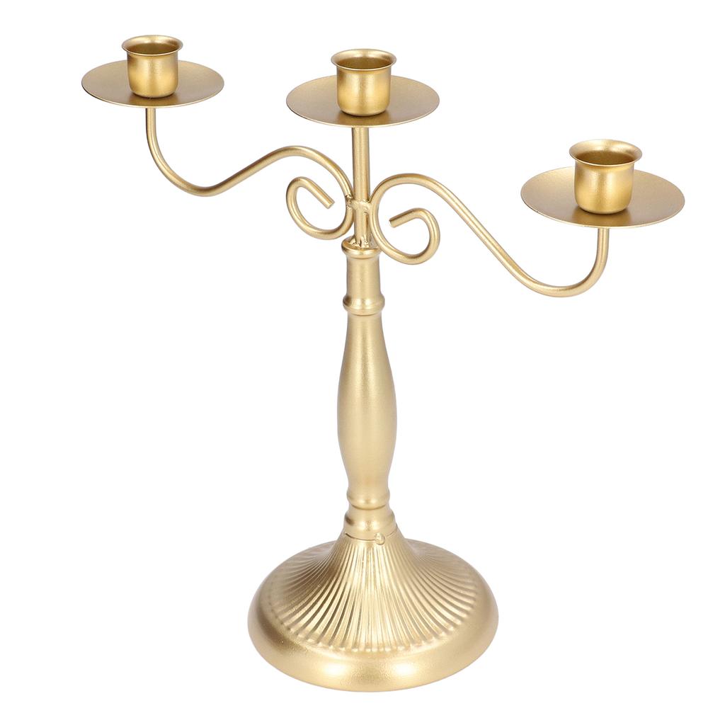 European Style Candlestick Holders Stand Gold 3 Head Candle Holders for Wedding Party Dinning
