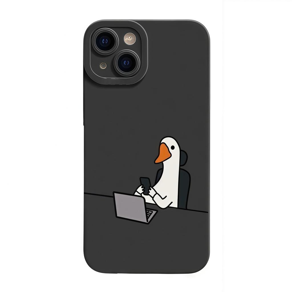 Fun Work Duck Print Angel Eyes Phone Anti-Drop Protective Case, Suitable for iPhone 17, 16, 15, Plus, Pro, Max Series Phones—Can Be Used As a Gift
